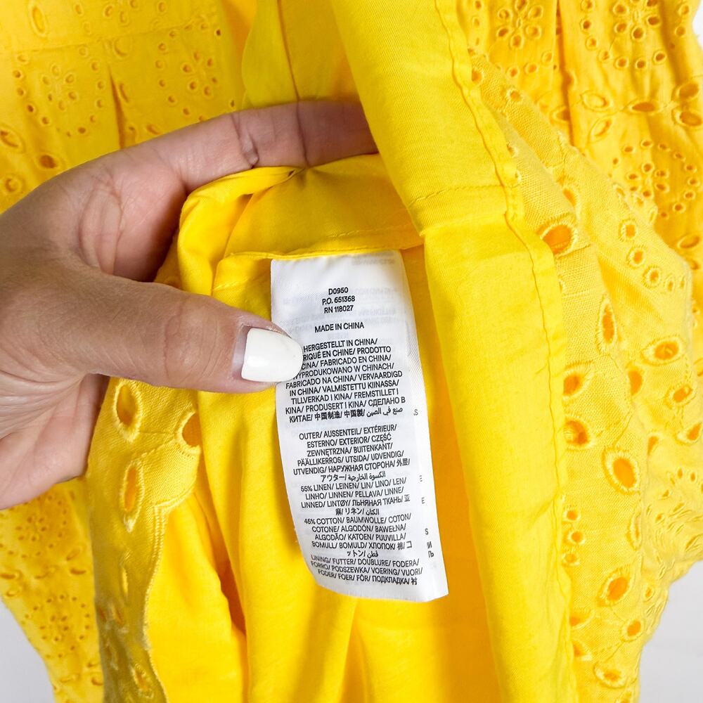 Boden Broderie Occasion Midi Dress Embroidered Eyelet Fit Flare Yellow - 10 10R - Picture 5 of 9
